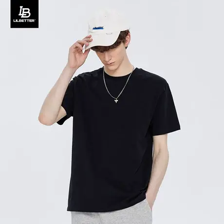Lilbetter男士T恤夏季纯棉半袖休闲体恤韩版纯色百搭简约LB短袖男商品大图
