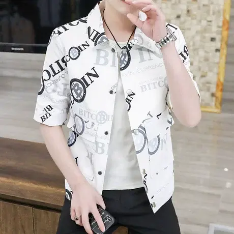 外套男薄款春夏季短袖夹克新款百搭潮牌上衣服男装工装夹克外套潮图片