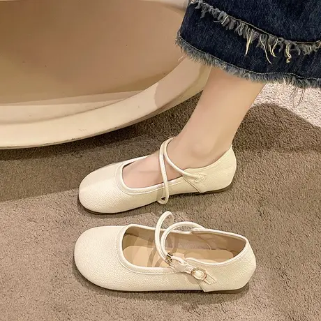 单鞋女浅口软底韩版一字扣带法式通勤晚风2023新款夏季气质低帮鞋图片