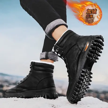 冬季雨鞋男款外穿加绒加厚钓鱼厨房防滑防水鞋保暖外卖高筒棉雨靴商品大图