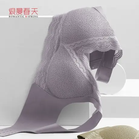 浪漫春天背心式薄款内衣女聚拢无钢圈无痕大胸显小文胸罩商品大图