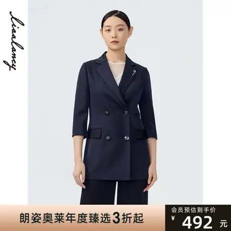 朗姿商务复古西装外套夏季新品专柜同步气质双排扣通勤女套装图片
