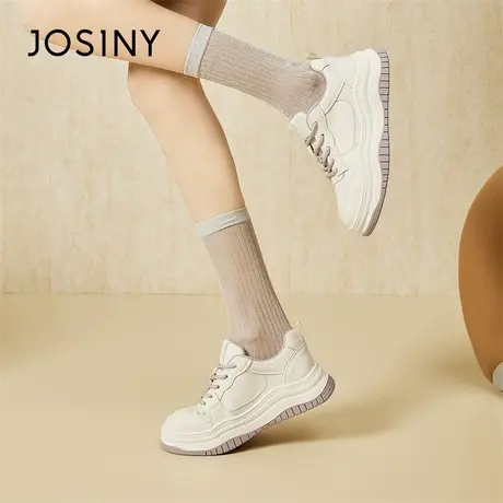 Josiny/卓诗尼厚底小白鞋女2024春季新款女鞋增高运动休闲鞋板鞋商品大图