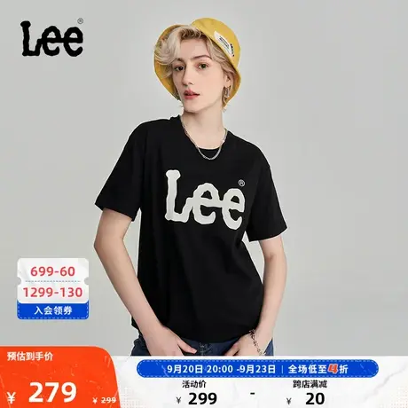 Lee商场同款23秋冬新品舒适男友版型大logo印花多色女短袖T恤潮流图片