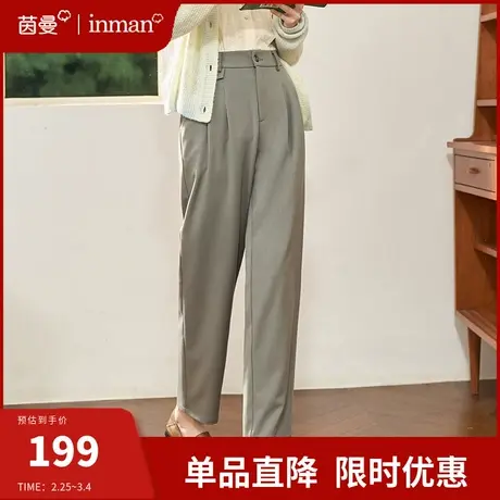 茵曼通勤气质长裤2024新款女装松紧高腰宽松遮胯显瘦哈伦裤萝卜裤图片