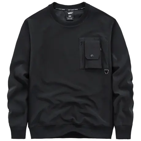 VIP机能风黑色卫衣男2023年新款圆领长袖t恤国潮ins运动春装上衣图片