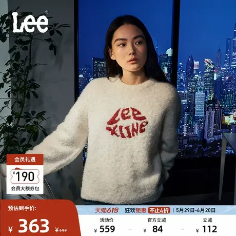 Lee舒适版唇形Logo针织宽松米白色女毛衣休闲潮流LWT008916206图片