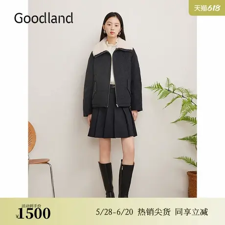 【美丽诺羊毛】Goodland美地2024冬季新款保暖撞色大翻领羽绒服商品大图