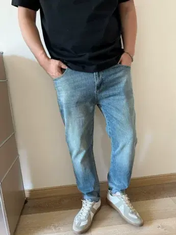 DAEVU大码男装夏怀旧蓝薄料欧美休闲胖子弹力加肥加大男士牛仔裤商品大图