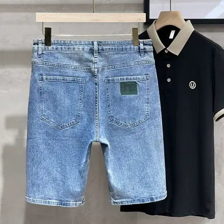 牛仔短裤男士夏季薄款潮流休闲男装修身外穿五分裤子2023新款中裤图片