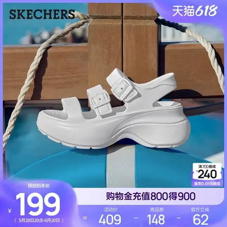 斯凯奇2025夏新款女鞋厚底增高凉鞋户外耐磨回弹缓震罗马沙滩凉拖商品大图