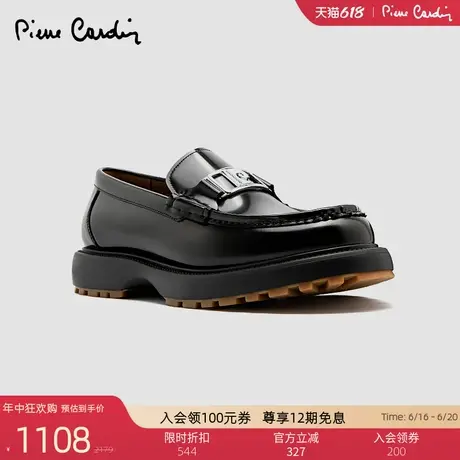 Pierre Cardin/皮尔卡丹25男鞋饰扣休闲乐福鞋轻底真皮皮鞋一脚蹬商品大图