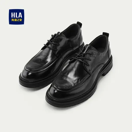 HLA/海澜之家微翘U型头系带正装皮鞋25新商务真皮鞋垫德比鞋子男商品大图