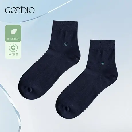 歌帝商场同款男棉简约纯色常规吸湿排汗透气抗菌四季中筒袜商品大图