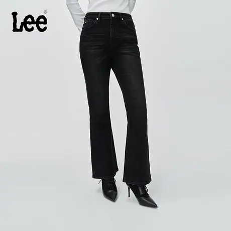 【张凌赫代言】Lee25冬新426修身高腰微喇磨毛黑灰色女保暖牛仔裤商品大图