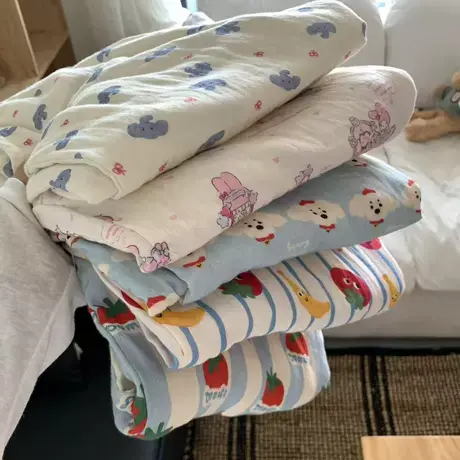 秋季新品！a类纯棉双层纱布可爱卡通少女心睡衣家居服套装可外穿商品大图