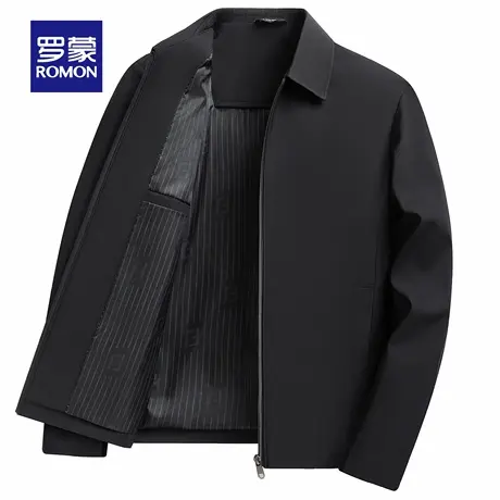 罗蒙男士商务休闲翻领工装夹克2025秋季新款简约时尚百搭潮流外套图片