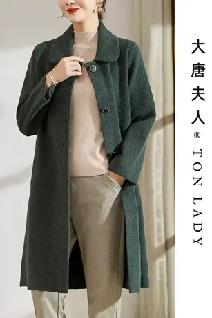 妈妈秋装呢子大衣洋气阔太太气质中长款风衣中老年女装秋冬薄外套商品大图