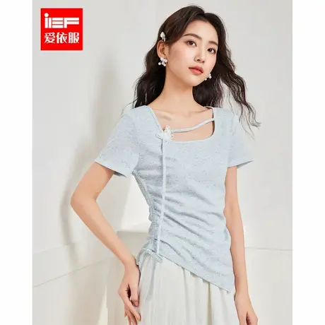 IEF/爱依服2025夏季新款法式温柔小女人气质通勤百搭短袖上衣图片