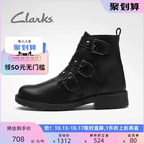 Clarks其乐女鞋秋冬复古时尚潮流搭扣及踝靴朋克简约复古马丁靴女商品大图
