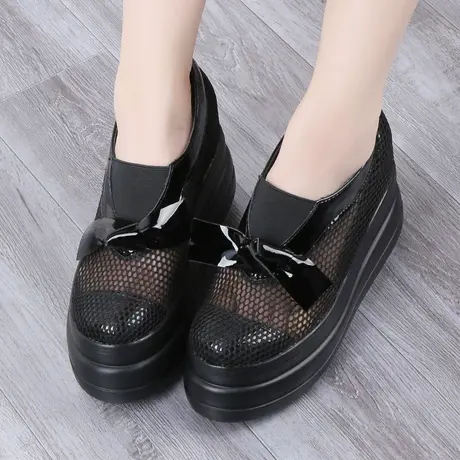 断码鞋 内增高网鞋女夏薄款透气10cm防水台厚底松糕鞋休闲乐福鞋商品大图