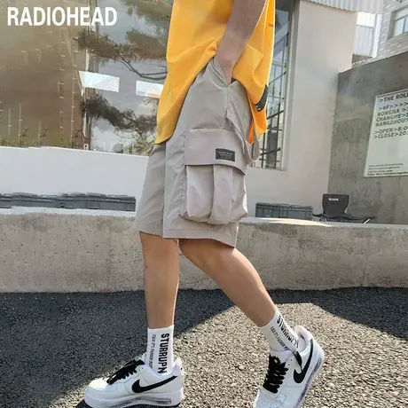 Radiohead工装短裤男夏季潮流时尚宽松五分裤卡其色裤子休闲中裤图片