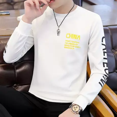 长袖T恤男春秋季新款潮牌宽松圆领内搭打底衫上衣服青少年卫衣男商品大图