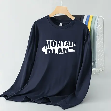 美式重磅纯棉t恤男长袖秋冬内搭打底衫宽松潮流印花全棉秋衣小衫商品大图