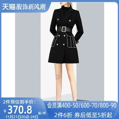 高级感双排扣加厚羊毛西装毛呢外套女秋冬2023新款中长款呢子大衣商品大图