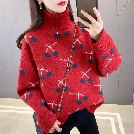 冬装高领超好看毛衣女秋冬2023新款慵懒风宽松针织打底衫上衣加厚图片