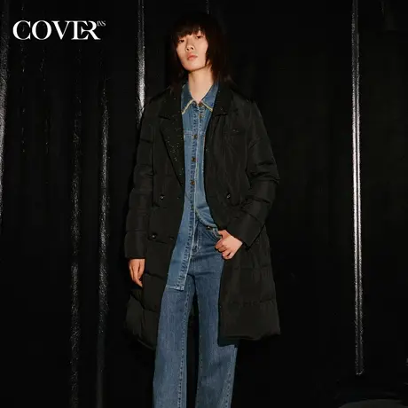 COVER冬季拼接金葱小香风宽松羽绒服图片
