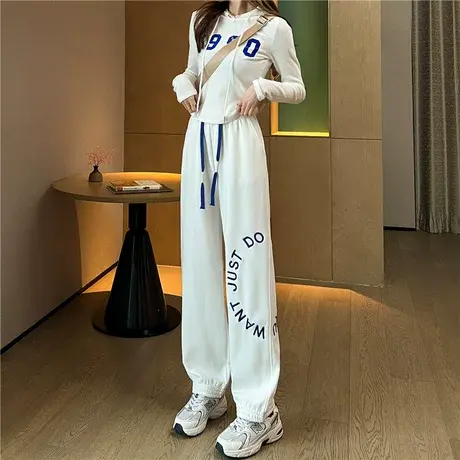 运动裤女宽松休闲束脚春秋2023年高腰直筒阔腿灯笼街舞卫裤ins潮商品大图