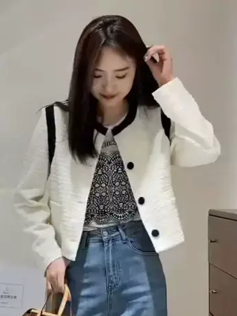 小香风女士短外套春秋款2023新款韩系休闲宽松百搭洋气夹克上衣潮图片