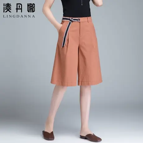 女士五分裤女西装短裤女夏薄款5分六分裤裙裤夏季白色阔腿裤中裤商品大图