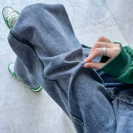 阔腿牛仔裤女2023年秋冬新款高腰直筒宽松显瘦ins复古百搭拖地裤图片