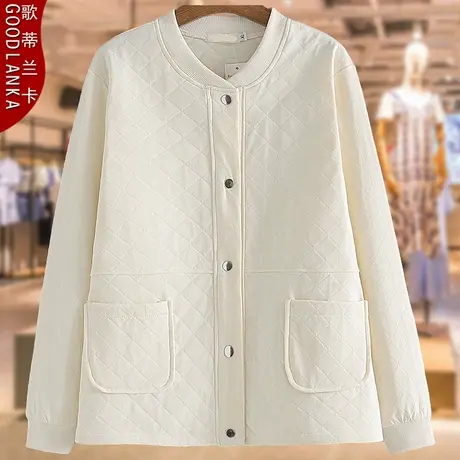 中年四五十岁妈妈装薄款立领棉衣外套洋气加肥加大码女装棉服夹克商品大图
