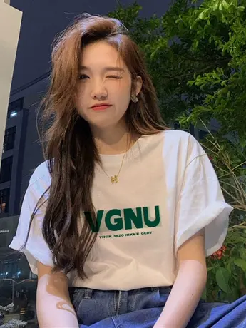 美式高街仿棉短袖t恤女装2023新款夏季复古港味chic正肩显瘦上衣商品大图