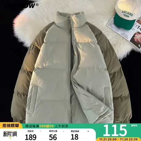 VIISHOW撞色插肩袖棉衣外套男冬季加厚棉袄美式立领潮牌宽松棉服商品大图