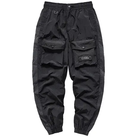 VIP黑色机能工装裤男士夏季薄款宽松速干运动裤潮牌休闲束脚裤子商品大图