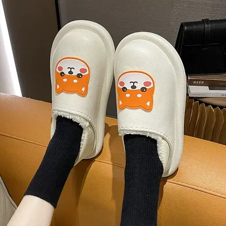 棉拖鞋女冬季新款可爱柴犬室内居家保暖软底防滑防水加绒包跟棉鞋商品大图