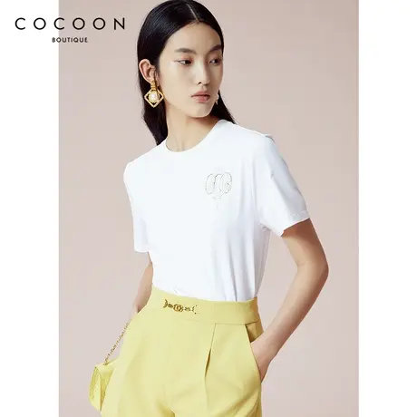 COCOON商场同款通勤简约上衣2023新款夏季女装小众设计感宽松T恤商品大图
