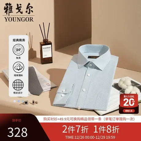 【100支DP免烫】D系雅戈尔衬衫秋季商务休闲格条纹纯棉长袖衬衫商品大图