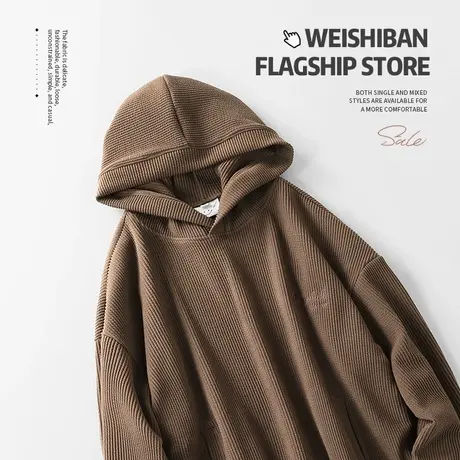 春秋季新款cleanfit高街连帽灯芯绒卫衣男条纹美拉德休闲宽松帽衫商品大图