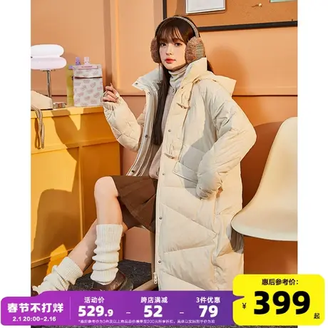 唐狮2023冬季新款女中长款羽绒服牛角扣韩版潮流宽松加厚外套DY图片