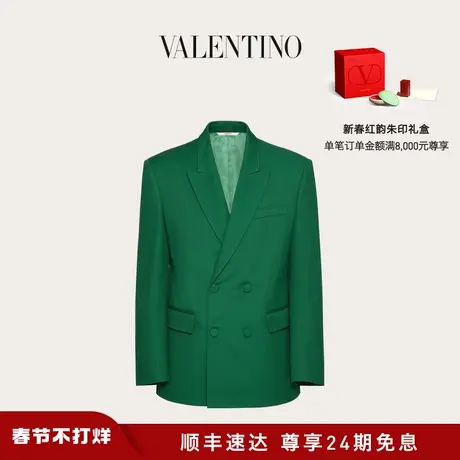 【新品】华伦天奴VALENTINO男士棉帆布双排扣夹克图片