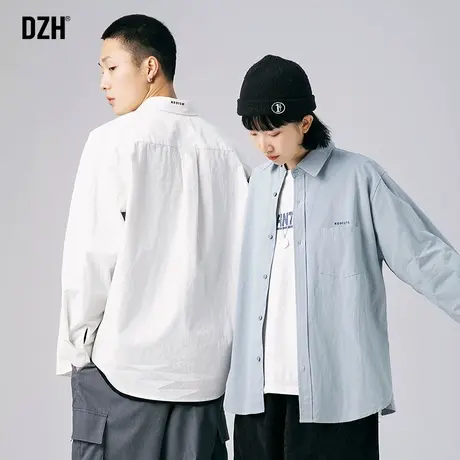 情侣日系纯棉衬衫男长袖高级感2024年新款春季上衣情侣装休闲衬衣商品大图