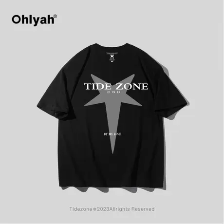 Ohlyah英文字母短袖男设计感小众夏季潮牌ins宽松简约半袖百搭t恤图片