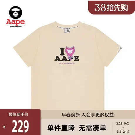 Aape旗舰店女装春夏猿颜爱心图案字母印花个性潮酷短袖T恤1392XXL商品大图