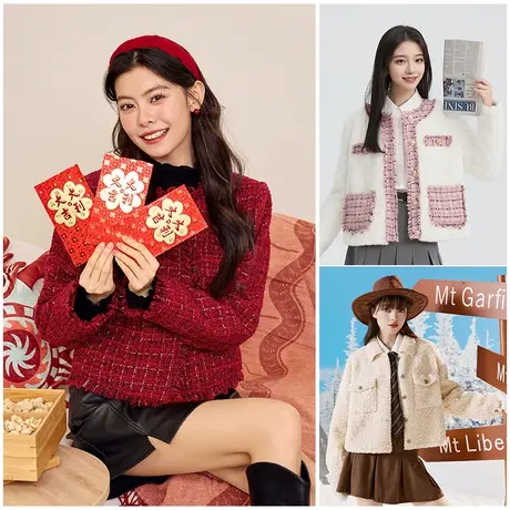 【外套清仓福利】三福2024新款春秋小个子时尚气质小香风上衣女装商品大图