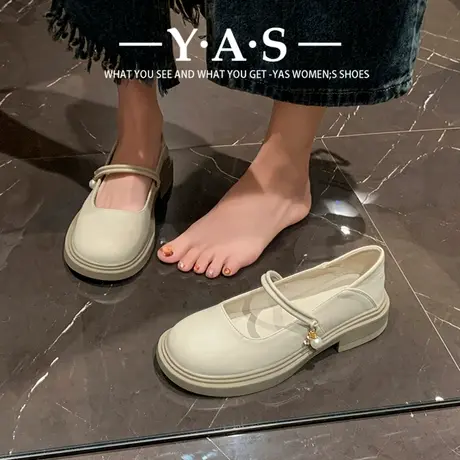 新中式鞋子配裙子夏季凉鞋女玛丽珍女鞋小皮鞋女法式浅口平底单鞋商品大图